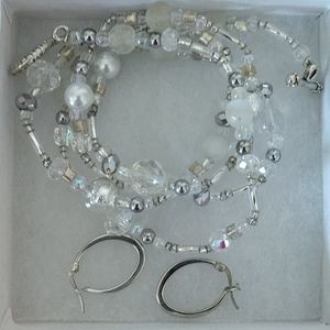 Crystal Wrap bracelet and earring set